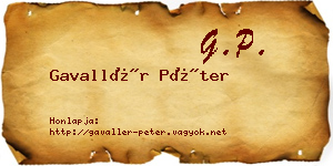 Gavallér Péter névjegykártya